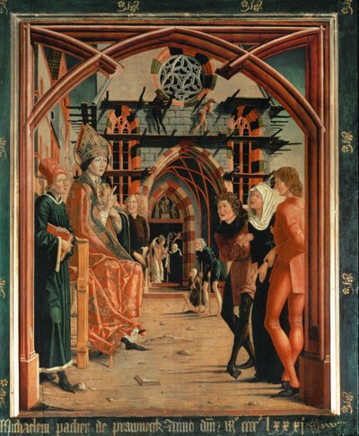 Saint Wolfgang heals the possessed woman by Michael Pacher