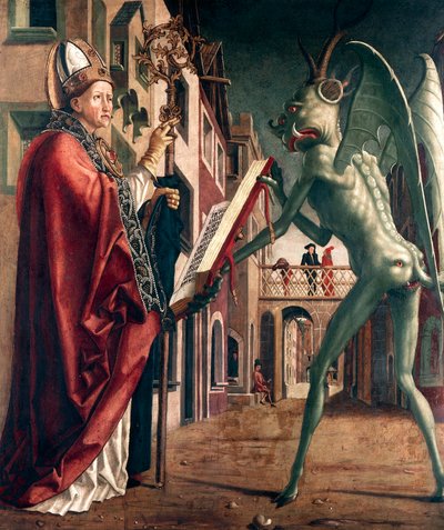 St Wolfgang and the Devil, Life of St Wolfgang by Michael Pacher