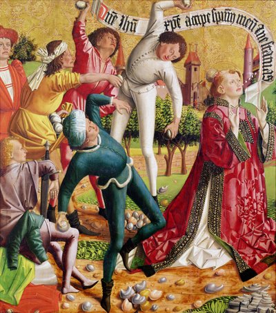 The Stoning of St. Stephen, from the Altarpiece of St. Stephen, c.1470 by Michael Pacher