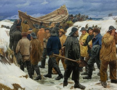 The Lifeboat is Carried Through the Dunes by Michael Peter Ancher