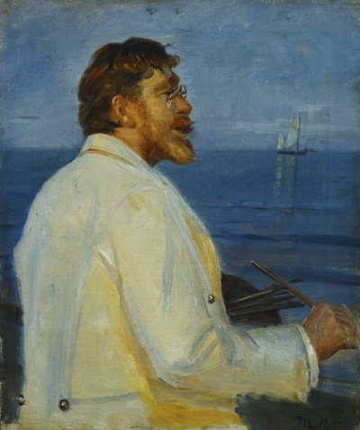 Portrait of the Artist Peder Severin Kroyer, half-length by Michael Peter Ancher