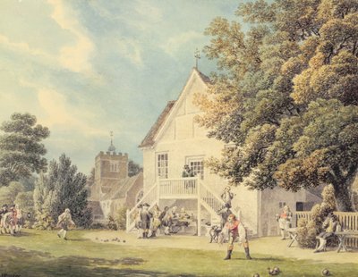 A Game of Bowls on the Bowling Green outside the Bunch of Grapes Inn, Hurst, Berkshire by Michael Rooker