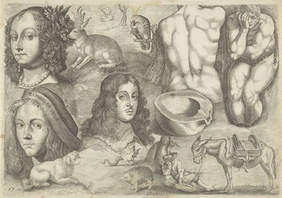 Study Sheet with Drawing Examples: Heads, Animals, Figures by Michael Snijders