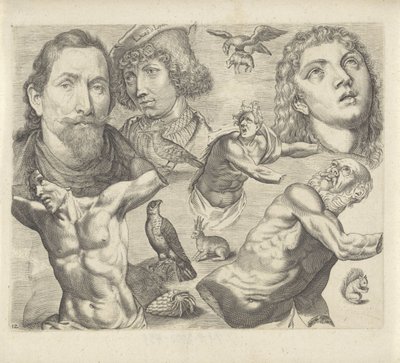 Study Sheet with Drawing Examples: Heads, Torso, and Animals (Drawing Examples series) by Michael Snijders