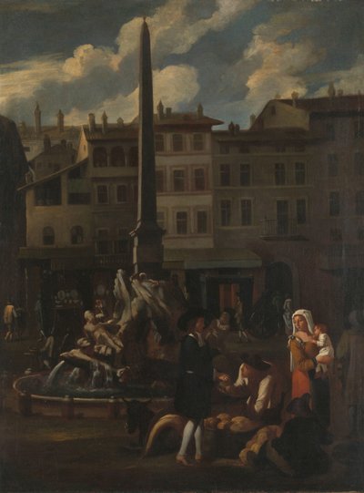 Market Scene in Rome, Piazza Navonna by Michael Sweerts (manner of)