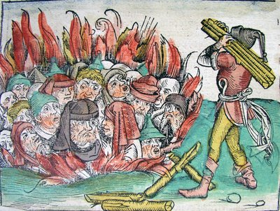 Burning of the Jews at Deggendorf in 1338 from the Schedels Chronicle of the World by Michael Wolgemut