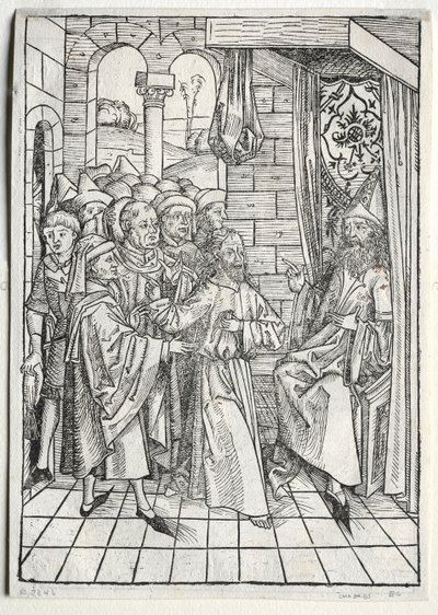 Der Schatzbehalter: Christ before Caiaphas Verso, 1491 by Michael Wolgemut
