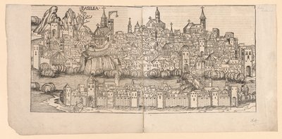 Nuremberg Chronicle: Topographical View of Basle, Switzerland by Michael Wolgemut