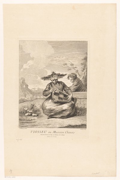 Man in Lotus Position with Hurdy-Gurdy (Series of Asian Scenes from the Collection of the Château de la Muette) by Michel Aubert