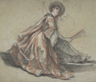 A Lady Holding a Fan by Michel Barthelemy Ollivier