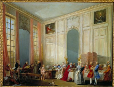Tea Served in the Salon des Quatre Glaces at the Palais du Temple in Paris in 1764 (Detail) by Michel Barthelemy Ollivier or Olivier