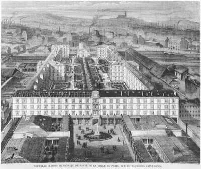 The present Hopital Fernand Widal, Paris, illustration from 