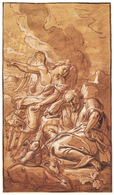 An Angel Awakens Elias in the Desert by Michel Corneille