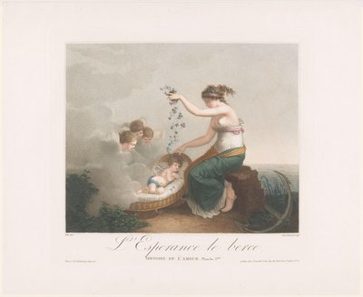 Personification of Hope (Spes) Rocks an Amor to Sleep by Michel Dissard
