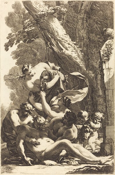 Drunken Silenus Supported by Two Fauns by Michel Dorigny
