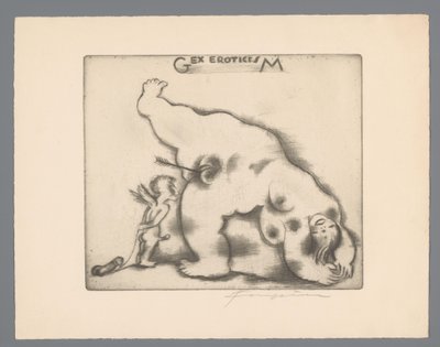 Ex Libris of Gianni Mantero Gex eroticisM by Michel Fingesten (signed by artist)