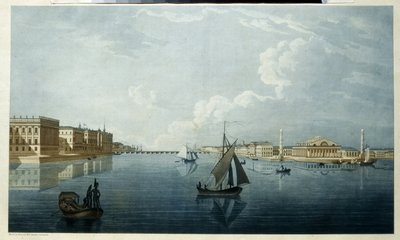 The Stock Exchange and The Marble Palace in Saint Petersburg by Michel Francois Damam Demartrait