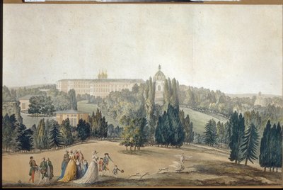 View of Tsarkoye Selo. The Empress Catherine II Walking by Michel Francois Damam Demartrait