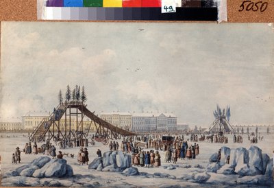 A Roller Coaster on the Neva at Shrovetide by Michel Francois Damam Demartrait