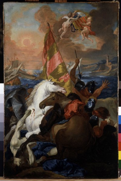 The inhabitants of Aix rescuing Marseille against the Aragonese: The fleet of Alfonso V of Aragon fires and sacked Marseille in 1423 (by Michel Francois Dandré Bardon) by Michel Francois Dandre Bardon