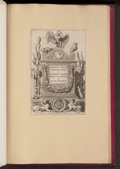 Title Page for Ludovicus Nonnius, Commentarius in Huberti Goltzi Graeciam, Insulas, et Asiam Minorem by Michel Lasne after Sir Peter Paul Rubens