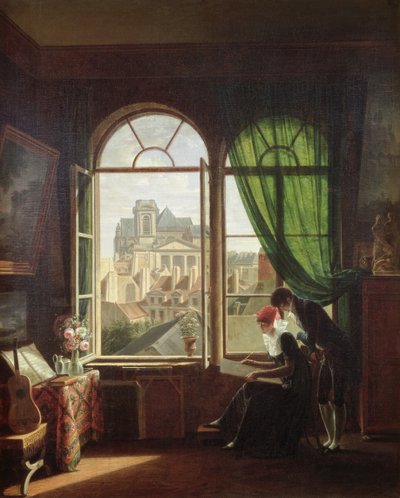 View of Saint-Eustache Church from a House on Rue Platriere or, The Artist