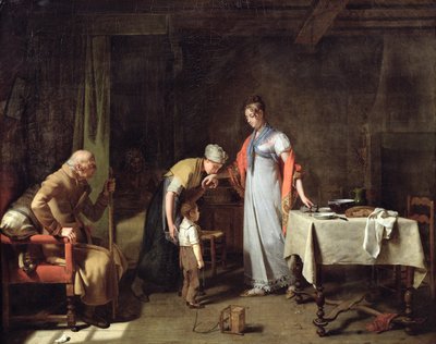 Young Woman Helping an Unfortunate Family by Michel Martin Drolling