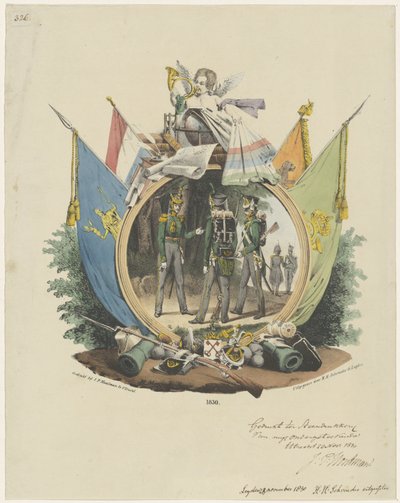 Medallion with Volunteer Hunters of Leiden University, 1830 by Michel Mourot