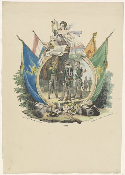 Medallion with Volunteer Hunters of Leiden University, 1830 by Michel Mourot