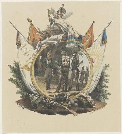 Medallion with Volunteer Hunters of the Utrecht University, 1830 by Michel Mourot