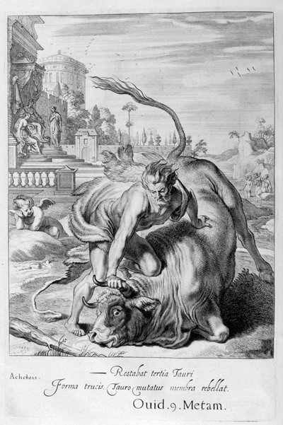 Achelous in the shape of a bull is vanquished by Hercules by Michel de Marolles