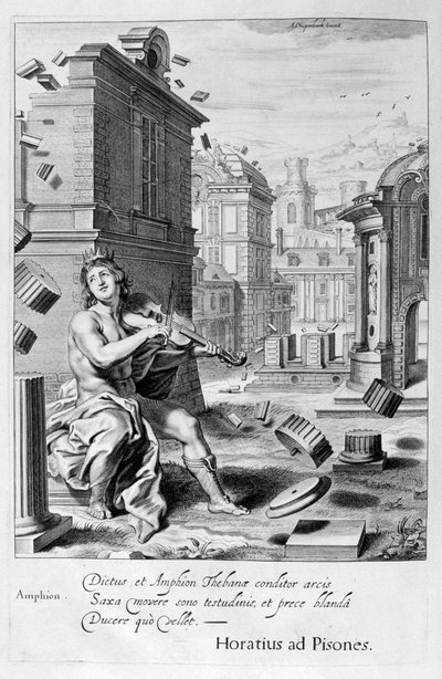 Amphion Builds the Walls of Thebes by the Music of His Violin by Michel de Marolles