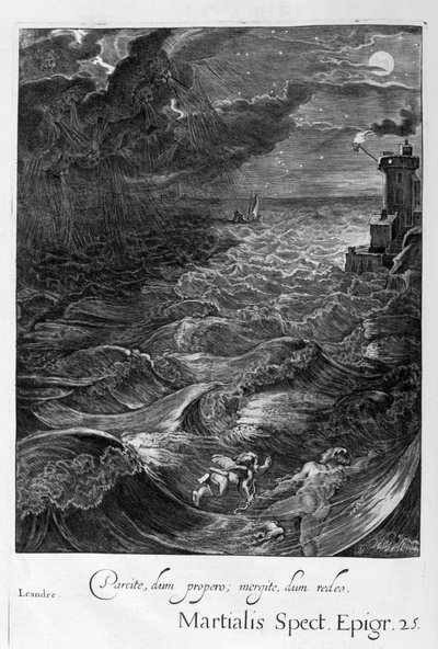 Leander Swims Over the Hellespont to Meet His Mistress Hero by Michel de Marolles