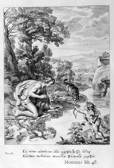 Narcissus in Love with His Own Reflection, 1655 by Michel de Marolles