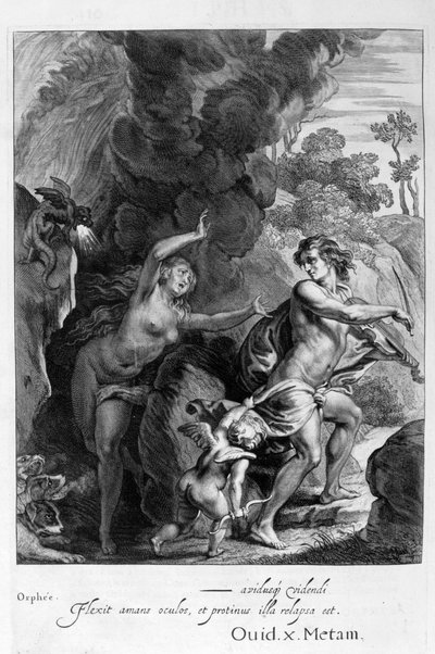 Orpheus, Leading Eurydice Out of Hell, Looks Back Upon Her and Loses Her Forever, 1655 by Michel de Marolles
