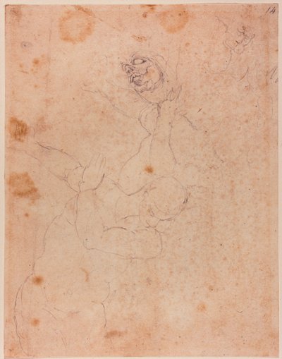 Figure studies, in part from the Expulsion from Paradise in the Sistine Chapel by Michelangelo (after) Buonarroti