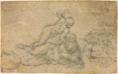 David and Goliath. Verso Ruled Architectural Studies, ca. 1550-1556, I, 32a by Michelangelo