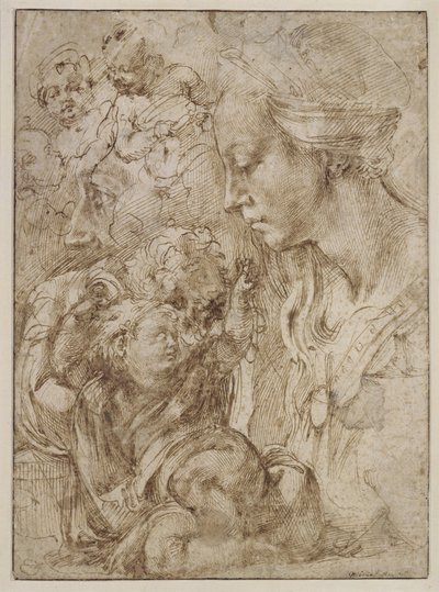Studies for a Holy Family by Michelangelo
