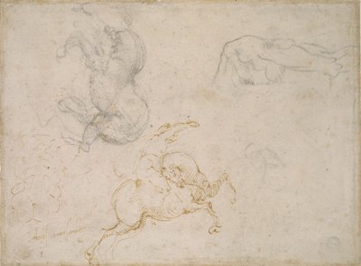 A Horseman charging and other Studies by Michelangelo Buonarroti