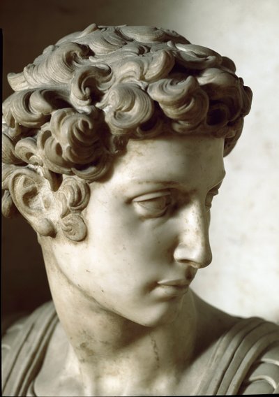 Allegory of Day and Night: Detail of the Deceased. Mausoleum of Giuliano de Medici. Marble Sculpture by Michelangelo Buonarroti