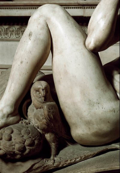 Allegory of Day and Night: Detail of the Night. Mausoleum of Giuliano de Medici. Marble Sculpture by Michelangelo Buonarroti