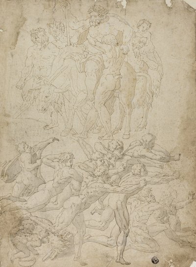 Archers Shooting at a Herm, Triumph of Bacchus, and Other Studies by Michelangelo Buonarroti