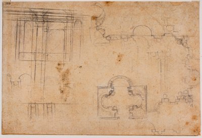 Floor plan and architectural elevations of the Sforza Chapel by Michelangelo Buonarroti