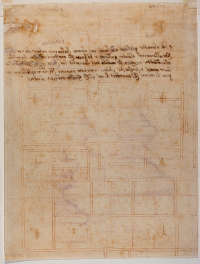 Fragmentary Plan of the Convent of San Lorenzo, Handwritten Inscriptions by Michelangelo Buonarroti