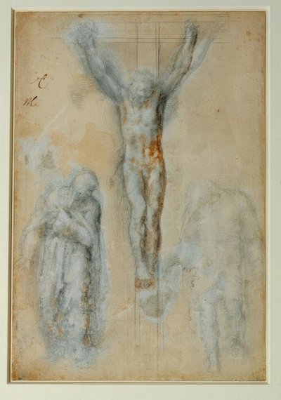 Christ on the Cross Between the Virgin and Saint John (?) by Michelangelo Buonarroti