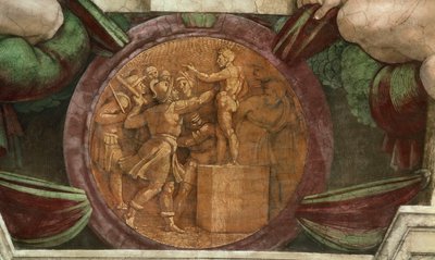 Medallion Represents the Destruction of the Statue of the God Baal by Michelangelo Buonarroti