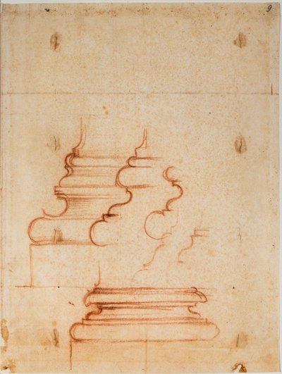 Pillar bases for the New Sacristy, handwritten inscriptions by Michelangelo Buonarroti