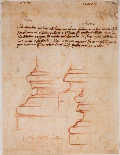 Pillar bases for the New Sacristy, handwritten inscriptions by Michelangelo Buonarroti