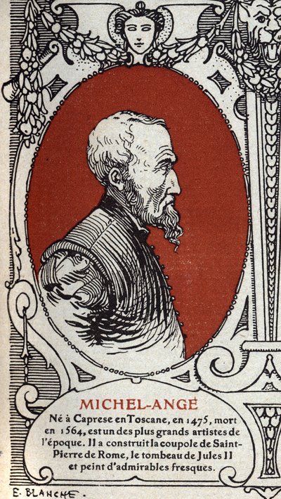Portrait of the Italian Renaissance painter, Michelangelo Buonarroti known as Michelangelo by Michelangelo Buonarroti