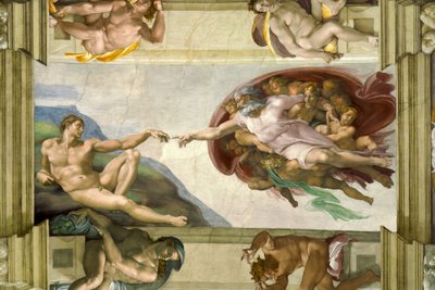 Sistine Chapel Ceiling (1508-12): Creation of Adam by Michelangelo Buonarroti